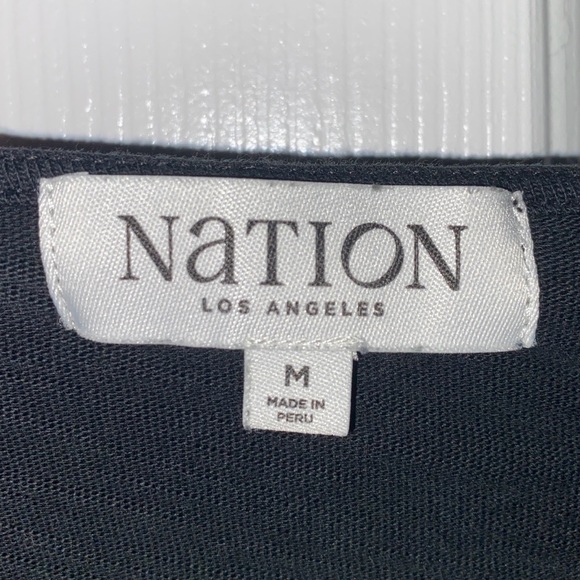Nation LTD Marcella Button Front Sweetheart Neckline Short Sleeve Top in Black - Picture 13 of 13